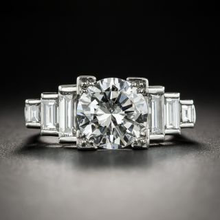 Art Deco Style 2.36 Carats Diamond Platinum Ring - GIA G VS1 - 1