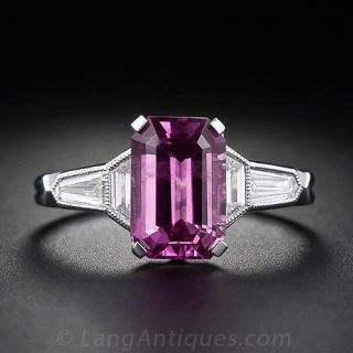 Art Deco Style 2.62 Carat Pink Sapphire Ring