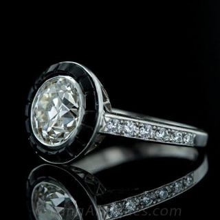 Art Deco Style 2.72 Carat Diamond and Onyx Ring
