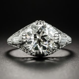 Art Deco Style 2.87 Ct. Diamond Platinum Engagement Ring - GIA K SI1  - 1