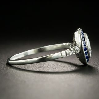 Art Deco Style .23 Carat Marquise Diamond and Sapphire Halo Ring