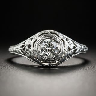 Art Deco Style .35 Carat Diamond Solitaire 