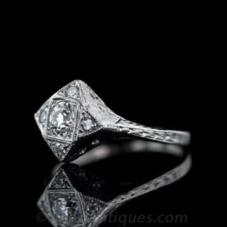 Art Deco Style .36 Carat Diamond Engagement Ring