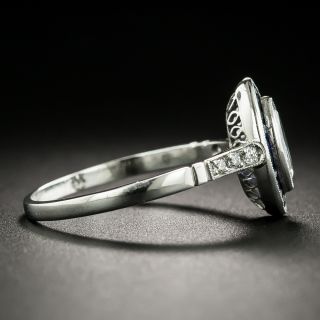 Art Deco Style .37 Carat Marquise Diamond and Sapphire Halo Ring