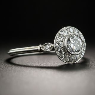 Art Deco Style .47 Carat Diamond Platinum Halo Ring