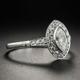 Art Deco Style .47 Carat Marquise Platinum Diamond Halo Ring