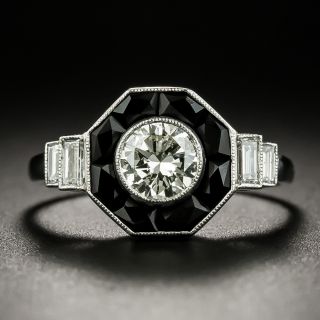 Art Deco Style .50 Carat Diamond and Onyx Ring - 3