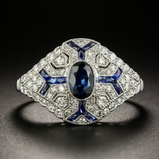 Art Deco-Style .50 Carat Sapphire and Diamond Ring - 1