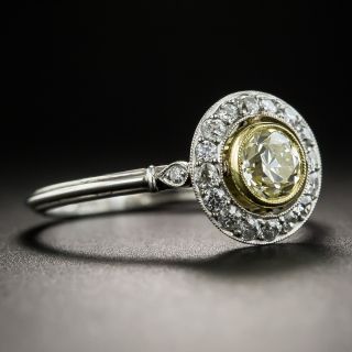 Art Deco Style .54 Carat Yellow Diamond Halo Ring