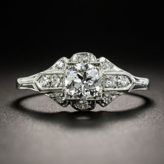 Art Deco Style .55 Carat Diamond Platinum Engagement Ring - 1