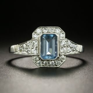 Art Deco Style .60 Carat Aquamarine and Diamond Ring - 2