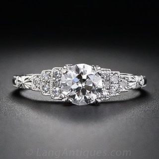 Art Deco Style .68 Carat Diamond Engagement Ring