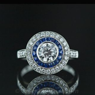 .73 Carat European Cut Diamond Engagement Ring  Art Deco Style Main View