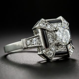 Art Deco Style .77 Carat Diamond and Onyx Ring