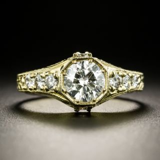 Art Deco Style .79 Carat Diamond Engagement Ring  - 2