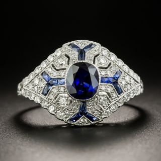 Art Deco Style .80 Carat Sapphire and Diamond Ring - 2