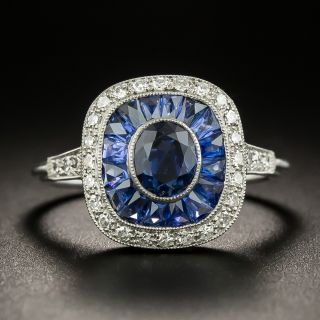 Art Deco Style .81 Carat Sapphire and Diamond Ring - 2