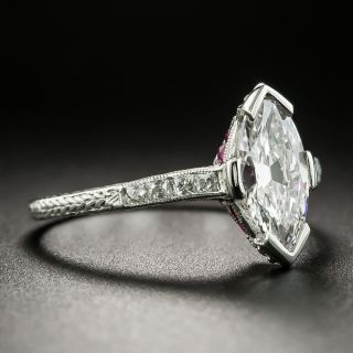 Art Deco Style .92 Carat Diamond Engagement Ring - GIA Faint Pinkish-Brown
