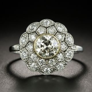 Art Deco Style .93 Carat Diamond Cluster Engagement Ring - 2