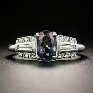 Art Deco Style Alexandrite and Diamond Ring