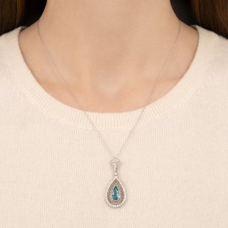 Art Deco Style Aquamarine and Diamond Necklace