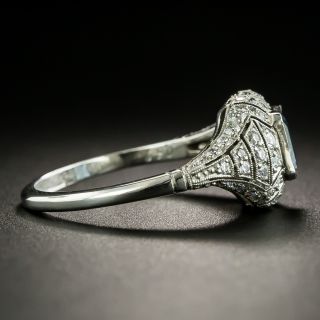 Art Deco Style Aquamarine and Diamond Openwork Ring