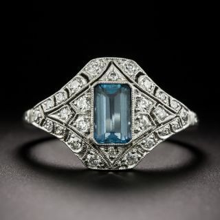 Art Deco-Style Aquamarine and Diamond Ring - 1