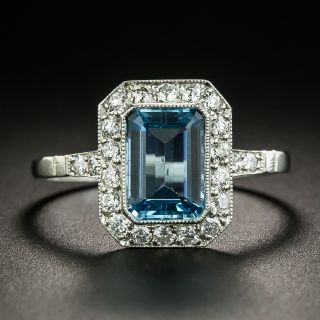 Art Deco Style Aquamarine and Diamond Ring - 2