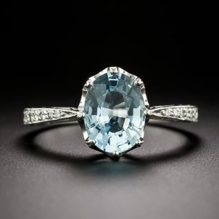 Art Deco-Style Aquamarine and Diamond Ring - 3