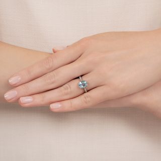 Art Deco-Style Aquamarine and Diamond Ring