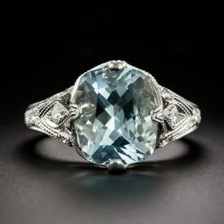 Art Deco-Style Aquamarine and Diamond Ring - 4