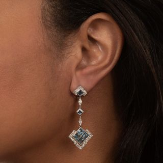 Art Deco Style Aquamarine Drop Earrings