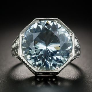 Art Deco Aquamarine Platinum Ring - 1