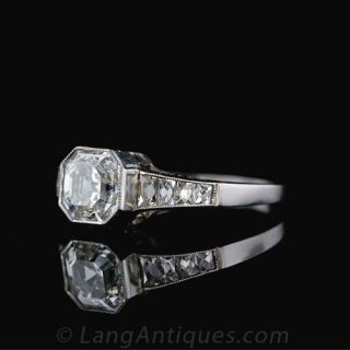 Art Deco Style Asscher Cut Diamond Engagement Ring