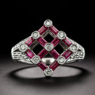 Art Deco-Style Baguette Ruby and Diamond Ring - 3