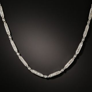 Art Deco Style Bar Link Diamond Necklace - 2