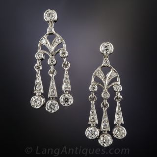 Art Deco Style Chandelier Diamond Earrings - 2