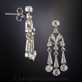 Art Deco Style Chandelier Diamond Earrings