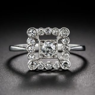 Art Deco Style Diamond & 18K Ring, English
