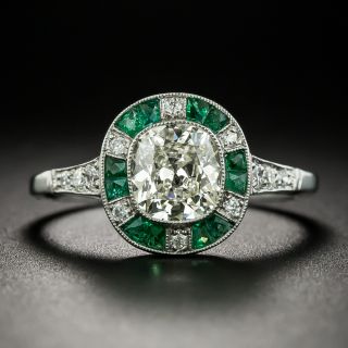Art Deco Style Diamond and Emerald Ring - 2