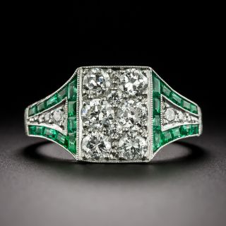 Art Deco-Style Diamond and Emerald Ring - 3
