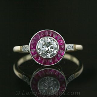 Art Deco Style Diamond and Ruby Ring Main View