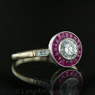 Art Deco Style Diamond and Ruby Ring