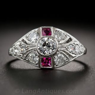Art Deco Style Diamond and Ruby Ring
