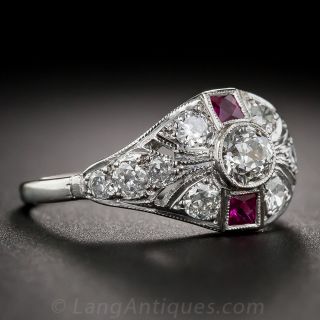 Art Deco Style Diamond and Ruby Ring