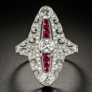 Art Deco-Style Diamond and Ruby Ring - 3