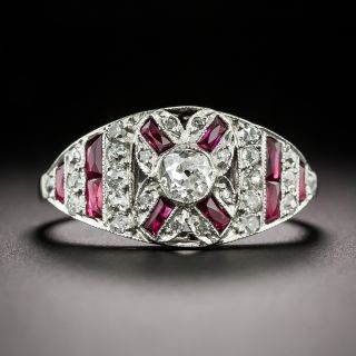 Art Deco-Style Diamond and Ruby Ring - 3