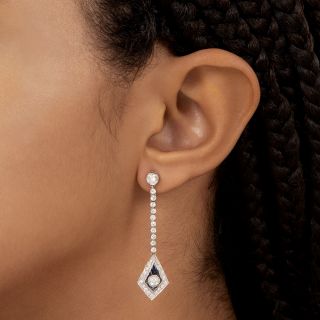 Art Deco-Style Diamond and Sapphire Dangle Earrings