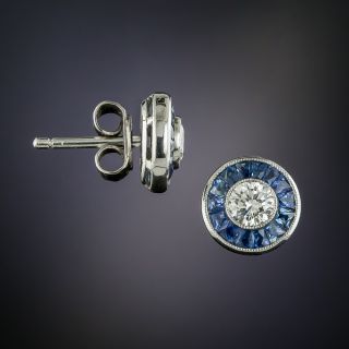 Art Deco Style Diamond and Sapphire Earrings