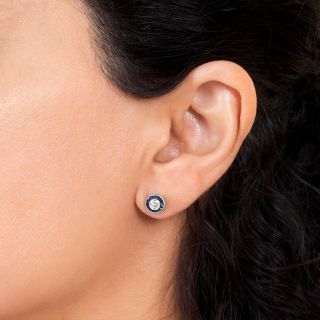 Art Deco Style Diamond and Sapphire Earrings